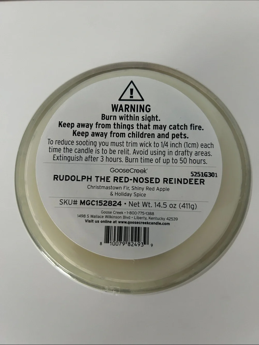 Goose Creek Rudolph the Red-Nosed Reindeer Holiday Candle - White